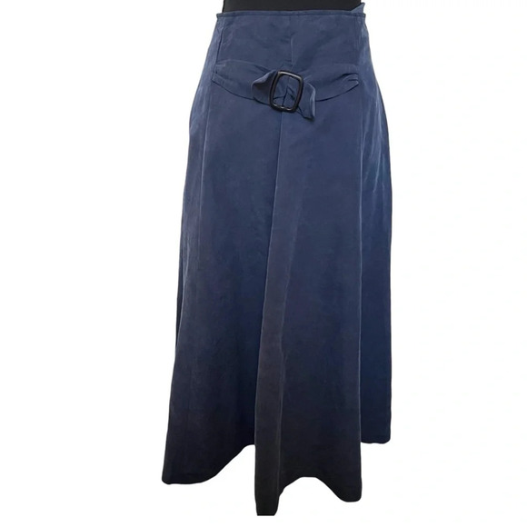 Faux Suede Adjustable Midi Maxi Skirt Blue Size Large - Picture 2 of 7